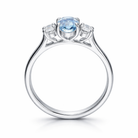 18ct White Gold Aquamarine Diamond Three Stone Ring DMN-1961 Image 2