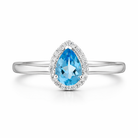 18ct White Gold Blue Topaz Diamond Pear Cut Halo Ring RW-1644-BT Image 2