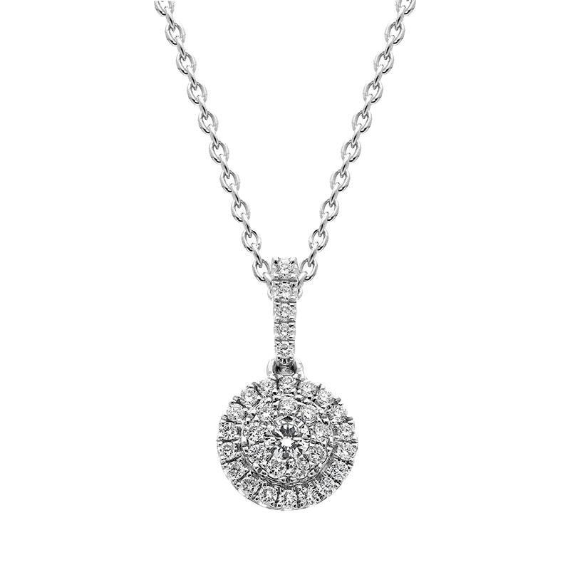 18ct White Gold Diamond Round Cluster Pendant P00006 Image 1
