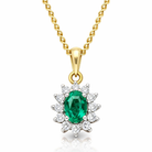 18ct White Gold Emerald and Diamond Cluster Necklace DMN-1221 Image 1