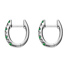 18ct White Gold Emerald and Diamond Huggie Hoop Earrings E01124E Image 2