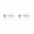 18ct White Gold Emerald and Diamond Round Stud Earrings 46845 Image 2