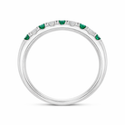 18ct White Gold Emerald Diamond Castle Set Half Eternity Ring DMN-2772 Image 2