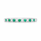 18ct White Gold Emerald Diamond Castle Set Half Eternity Ring H1637 Image 2