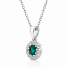 18ct White Gold Emerald Diamond Cluster Pendant - Image 2