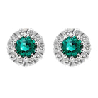 18ct White Gold Emerald Diamond Cluster Stud Earrings E00030E Image 1