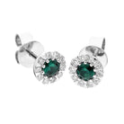 18ct White Gold Emerald Diamond Cluster Stud Earrings E00030E Image 2