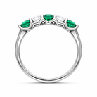 18ct White Gold Emerald Diamond Five Stone Half Eternity Ring 42706 Image 3