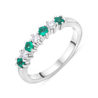 18ct White Gold Emerald Diamond Half Eternity Ring 41220 Image 1