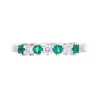 18ct White Gold Emerald Diamond Half Eternity Ring 41220 Image 2