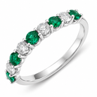 18ct White Gold Emerald and Diamond Half Eternity Ring