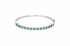18ct White Gold Emerald Diamond Hinged Bangle J473 Image 2