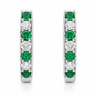 18ct White Gold Emerald and Diamond Huggie Hoop Earrings
