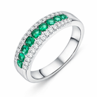 18ct White Gold Emerald Diamond Nine Stone Tension Set Graduating Half Eternity Ring G1548 Image 1