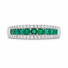 18ct White Gold Emerald Diamond Nine Stone Tension Set Graduating Half Eternity Ring G1548 Image 2