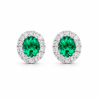 18ct White Gold Emerald Diamond Oval Cluster Stud Earrings 46852 Image 1
