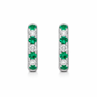 18ct White Gold Emerald Diamond Seven Stone Hoop Earrings 46276 Image 1