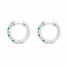 18ct White Gold Emerald Diamond Seven Stone Hoop Earrings 46276 Image 2