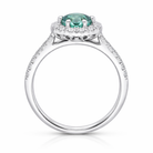 18ct White Gold Green Tourmaline Diamond Shoulder Set Octagon Cluster Ring H568 Image 3