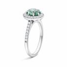 18ct White Gold Green Tourmaline Diamond Shoulder Set Octagon Cluster Ring H568 Image 4
