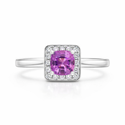 18ct White Gold Pink Sapphire Diamond Pave Cluster Ring 66747 Image 2