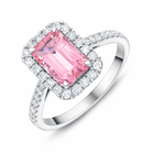 18ct White Gold Pink Tourmaline Diamond Shoulder Set Cluster Ring H693 Image 1
