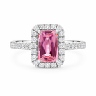 18ct White Gold Pink Tourmaline Diamond Shoulder Set Cluster Ring H693 Image 2