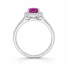 18ct White Gold Pink Tourmaline Diamond Shoulder Set Cushion Cluster Ring H1973 Image 2
