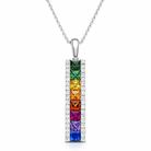 18ct White Gold Rainbow Sapphire 1.77ct Diamond Bar Necklace DMN-2269 Image 1