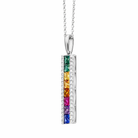18ct White Gold Rainbow Sapphire 1.77ct Diamond Bar Necklace DMN-2269 Image 2
