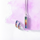 18ct White Gold Rainbow Sapphire 1.77ct Diamond Bar Necklace DMN-2269 Image 3