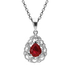 18ct White Gold Ruby and Diamond Pear Swirl Necklace P01126R Image 1