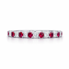 18ct White Gold Ruby Diamond Castle Set Half Eternity Ring G1256 Image 2
