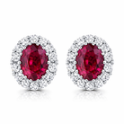 18ct White Gold Ruby Diamond Cluster Oval Stud Earrings 36852 Image 1