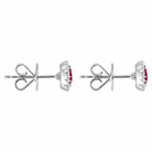 18ct White Gold Ruby Diamond Cluster Oval Stud Earrings 36852 Image 2