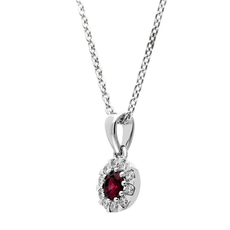 18ct White Gold Ruby Diamond Cluster Pendant P00011R Image 2