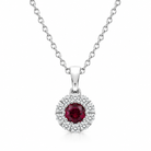 18ct White Gold Ruby Diamond Cluster Pendant