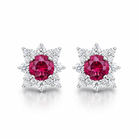 18ct White Gold Ruby Diamond Cluster Star Stud Earrings 39736 Image 1