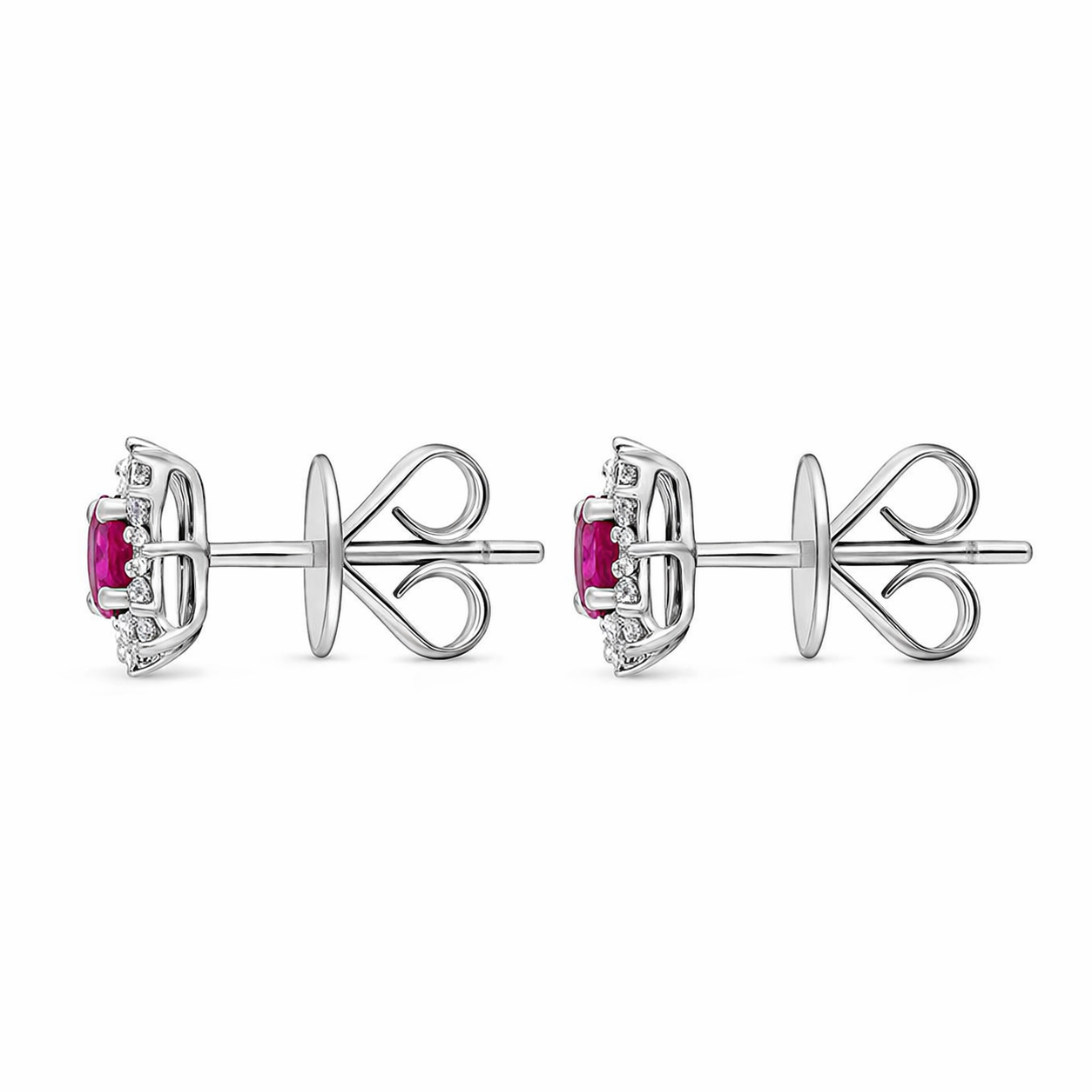 18ct White Gold Ruby Diamond Cluster Star Stud Earrings 39736 Image 2