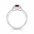 18ct White Gold Ruby Diamond Emerald Cut Shoulder Set Cluster Ring 36748 Image 3