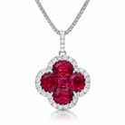 18ct White Gold Ruby Diamond Flower Cluster Necklace 36830 Image 1