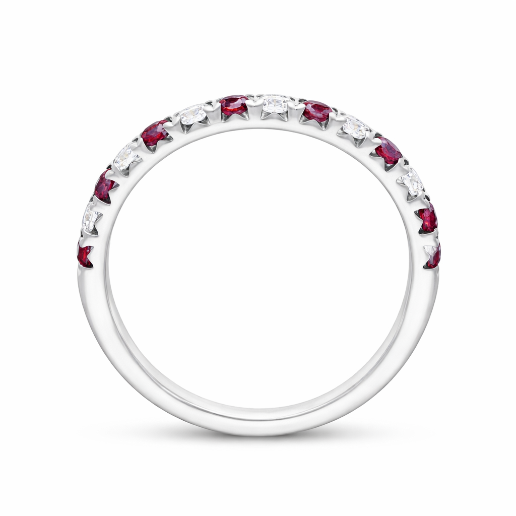 18ct White Gold Ruby Diamond Half Eternity Ring 36265 Image 3