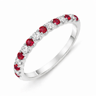 18ct White Gold Ruby Diamond Half Eternity Ring G43 Image 1