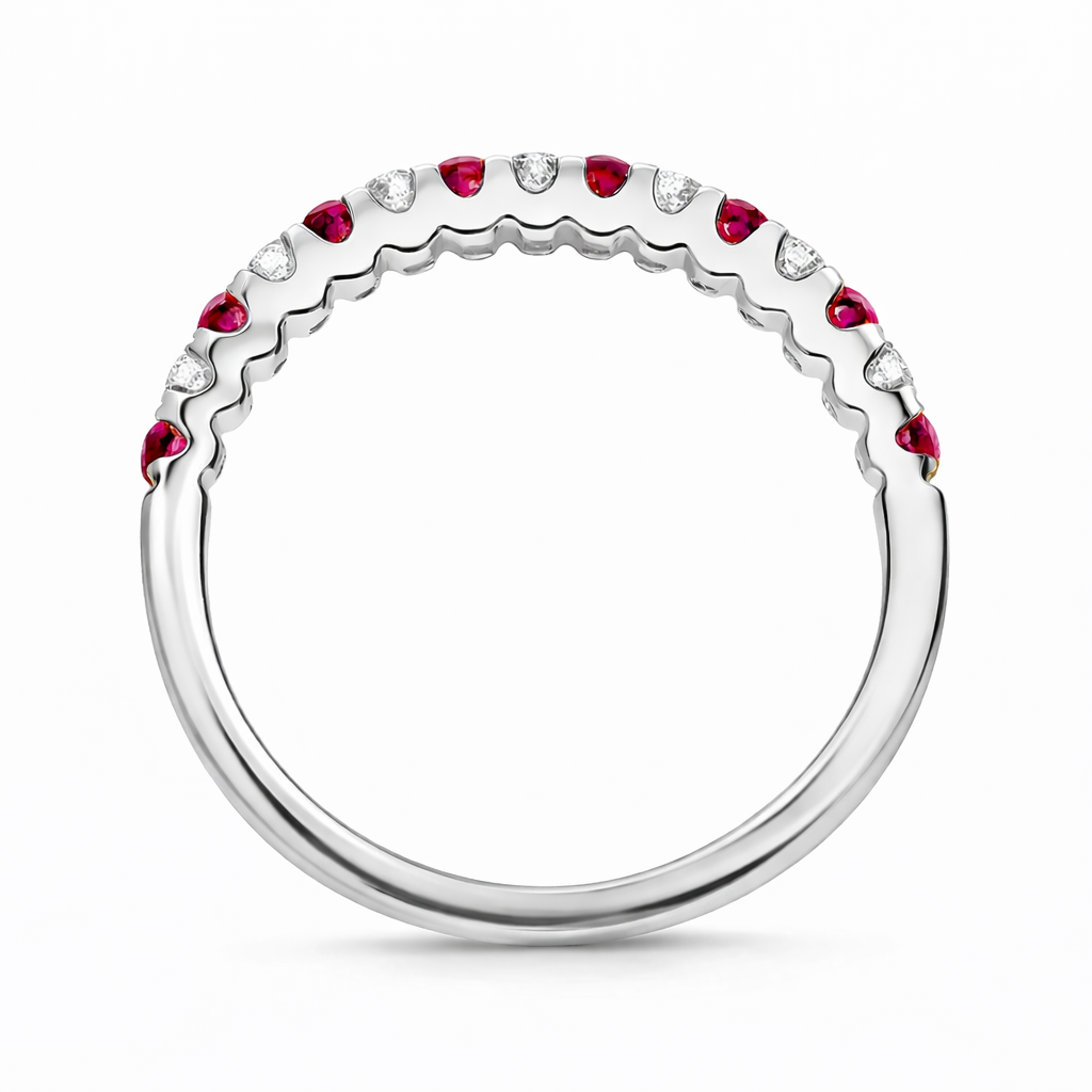 18ct White Gold Ruby Diamond Half Eternity Ring G43 Image 3