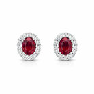 18ct White Gold Ruby Diamond Oval Cluster Earrings 36847F3 Image 1
