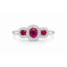 18ct White Gold Ruby Diamond Pave Oval Cluster Ring D141 Image 2