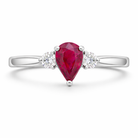 18ct White Gold Ruby Diamond Pear Cut Three Stone Ring J452 Image 3