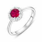 18ct White Gold Ruby Diamond Round Cluster Ring RW-1308-RB Image 1