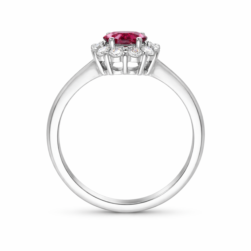 18ct White Gold Ruby Diamond Round Cluster Ring RW-1308-RB Image 3