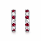 18ct White Gold Ruby Diamond Seven Stone Hoop Earrings 36276 Image 1